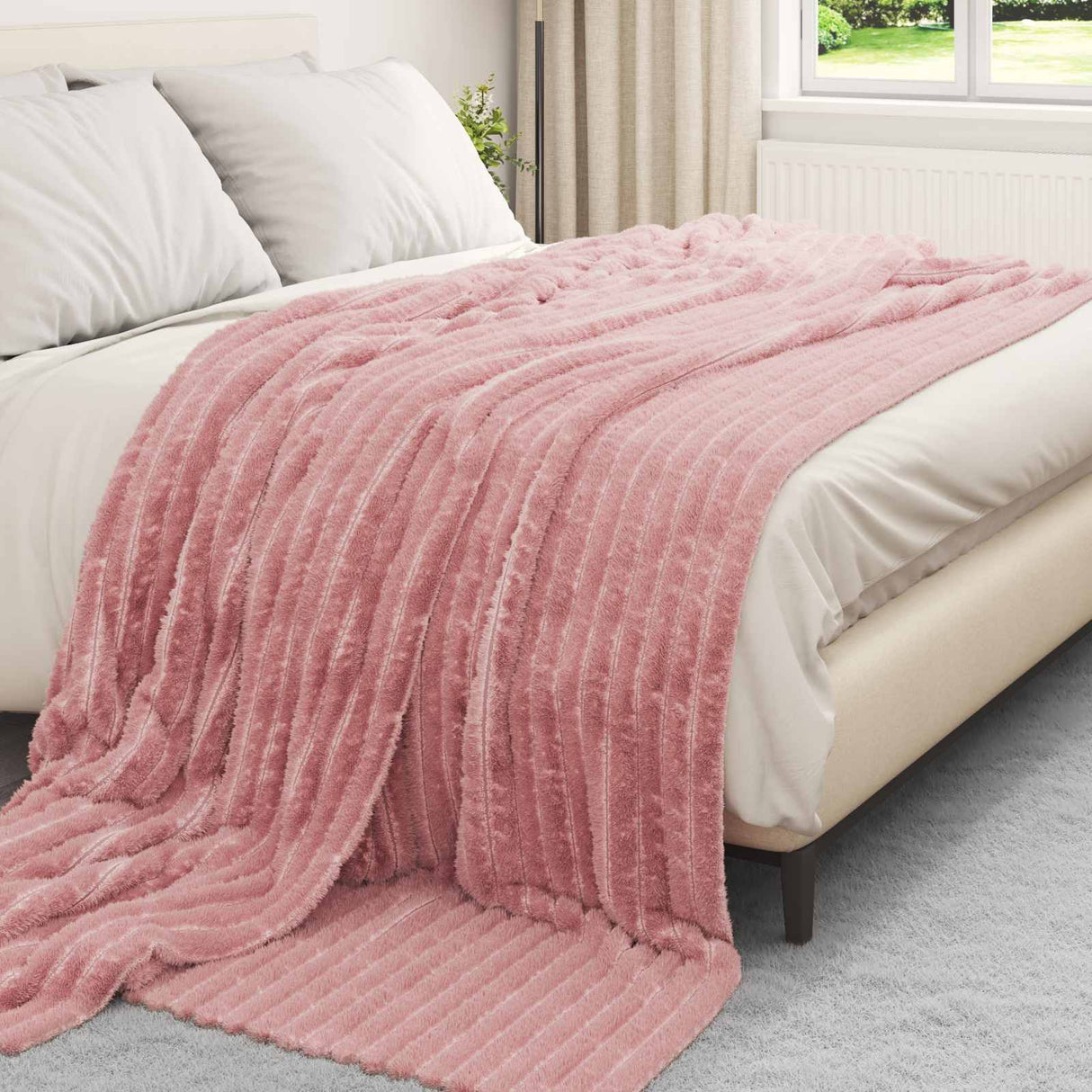 Vidaxl gooi deken roze 240 x 220 cm fleece