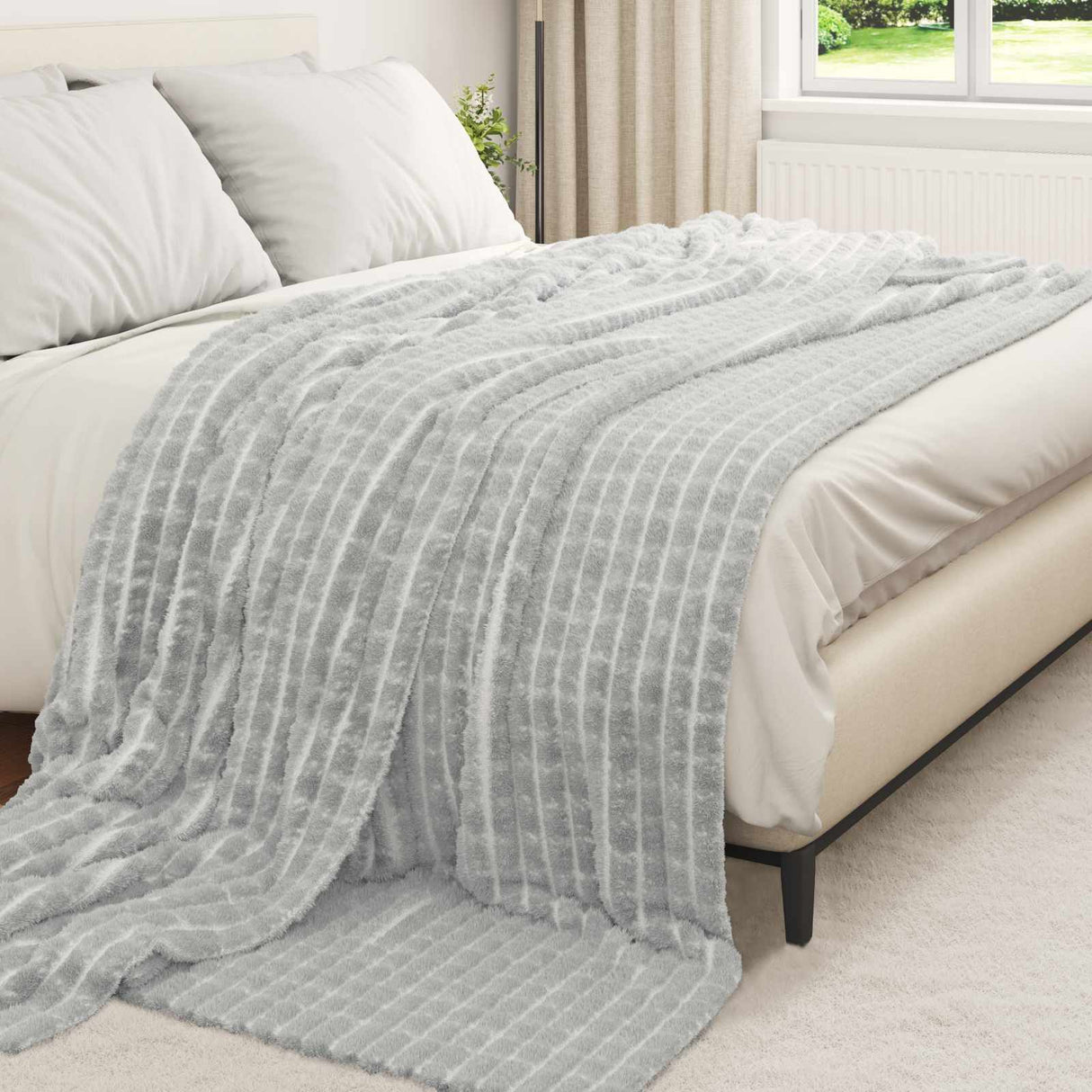 Vidaxl gooi deken grijs 270 x 240 cm fleece
