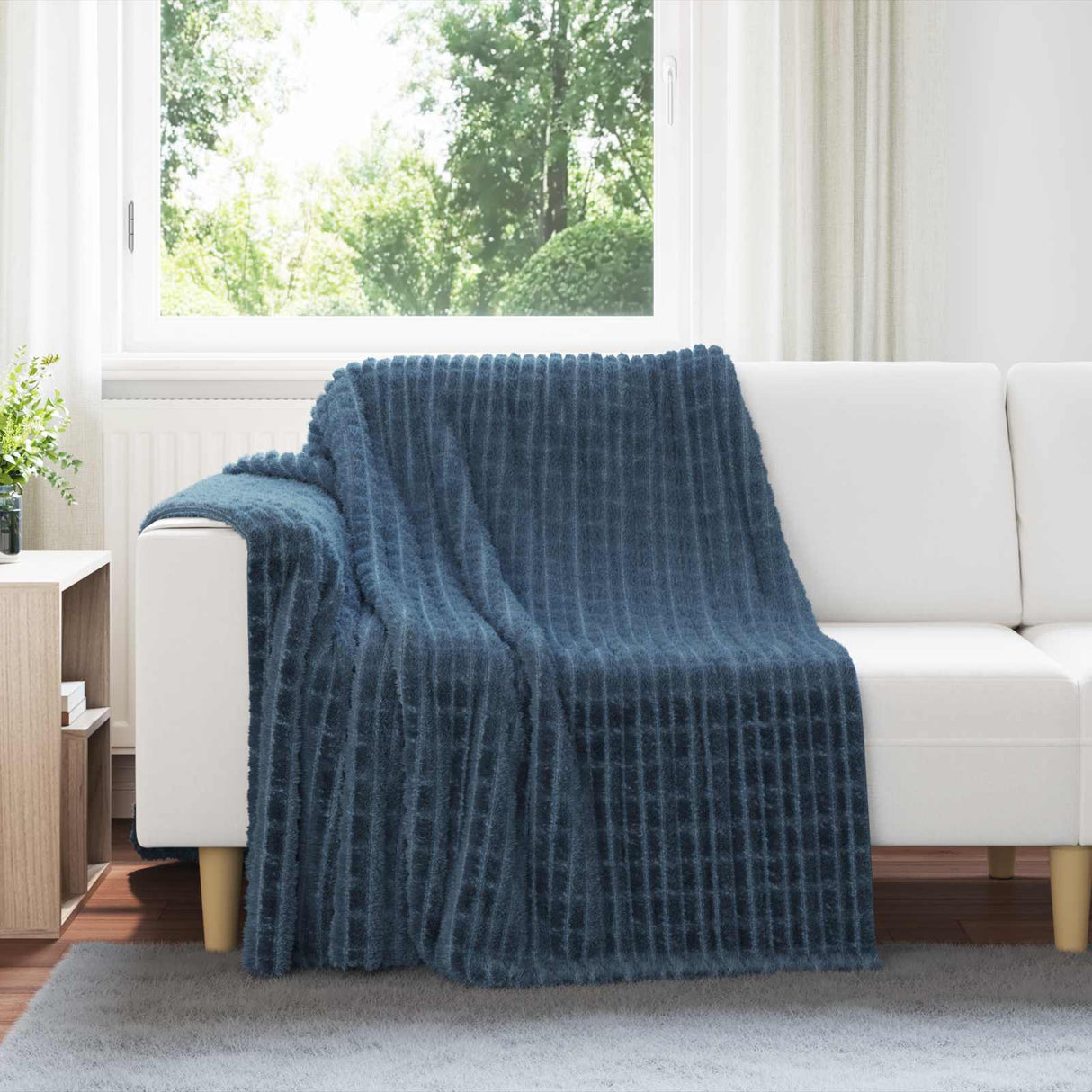 Vidaxl gooi deken marineblauw 200 x 150 cm fleece
