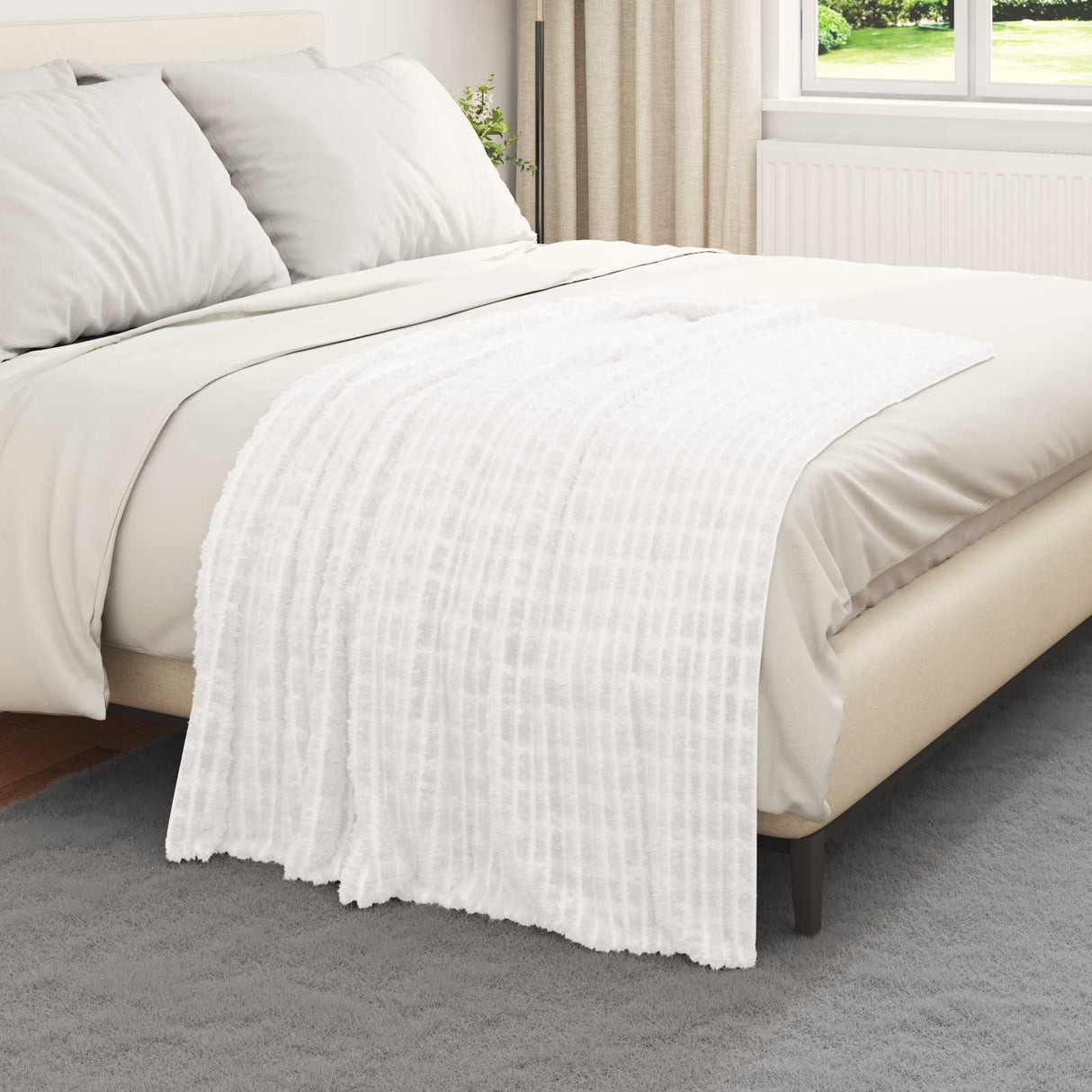 Vidaxl gooi deken wit 150 x 130 cm fleece