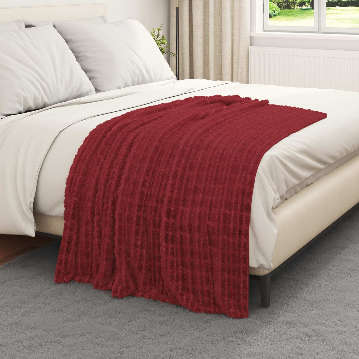 Vidaxl gooi deken bordeaux rood 150 x 130 cm fleece