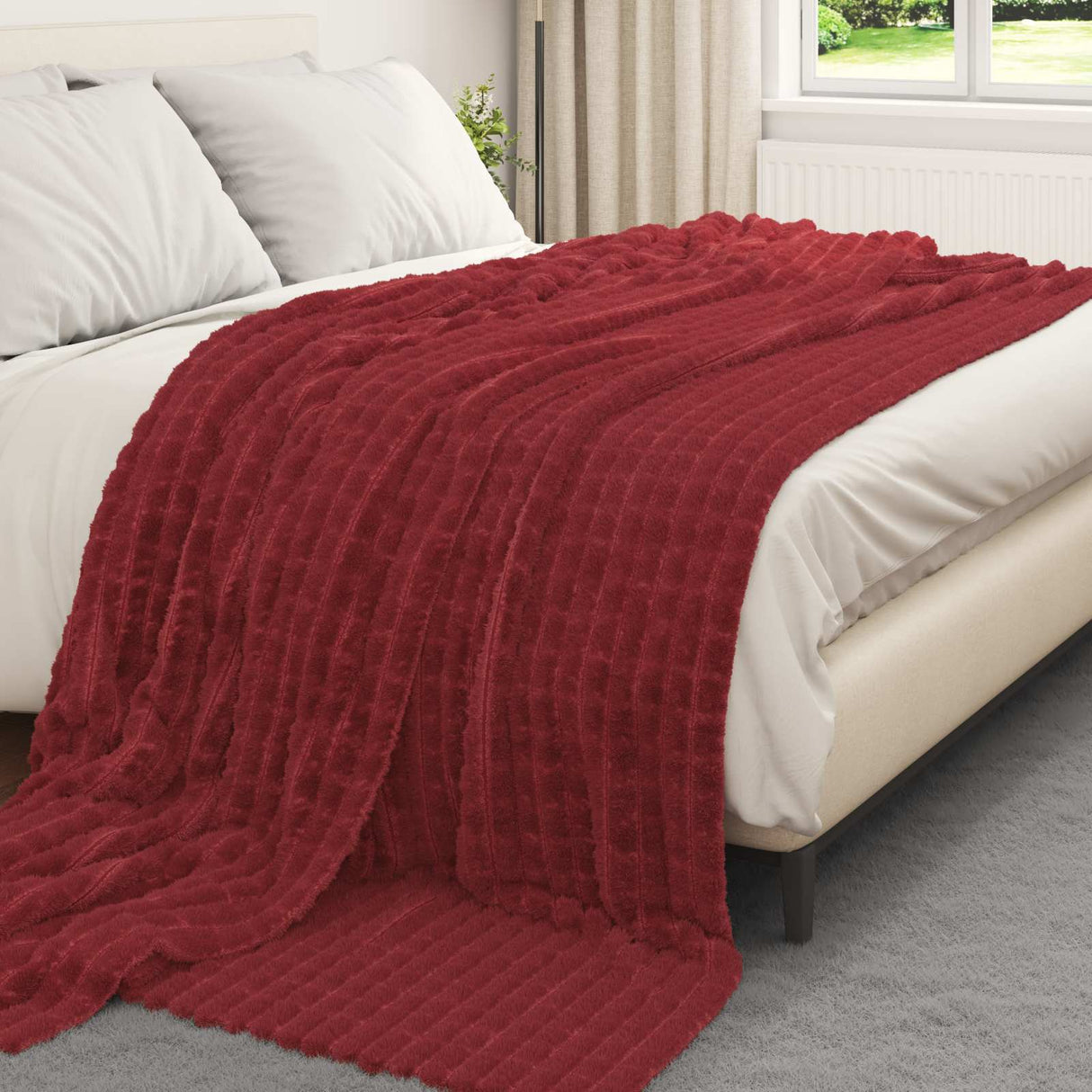 Vidaxl gooi deken bordeaux rood 240 x 220 cm fleece