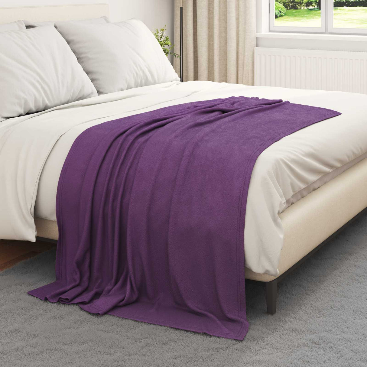 Vidaxl gooi deken paars 170 x 130 cm fleece
