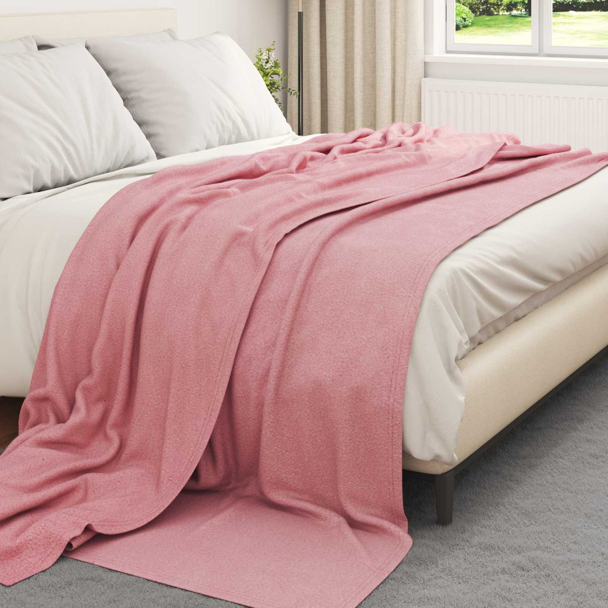 Vidaxl gooi deken roze 240 x 220 cm fleece