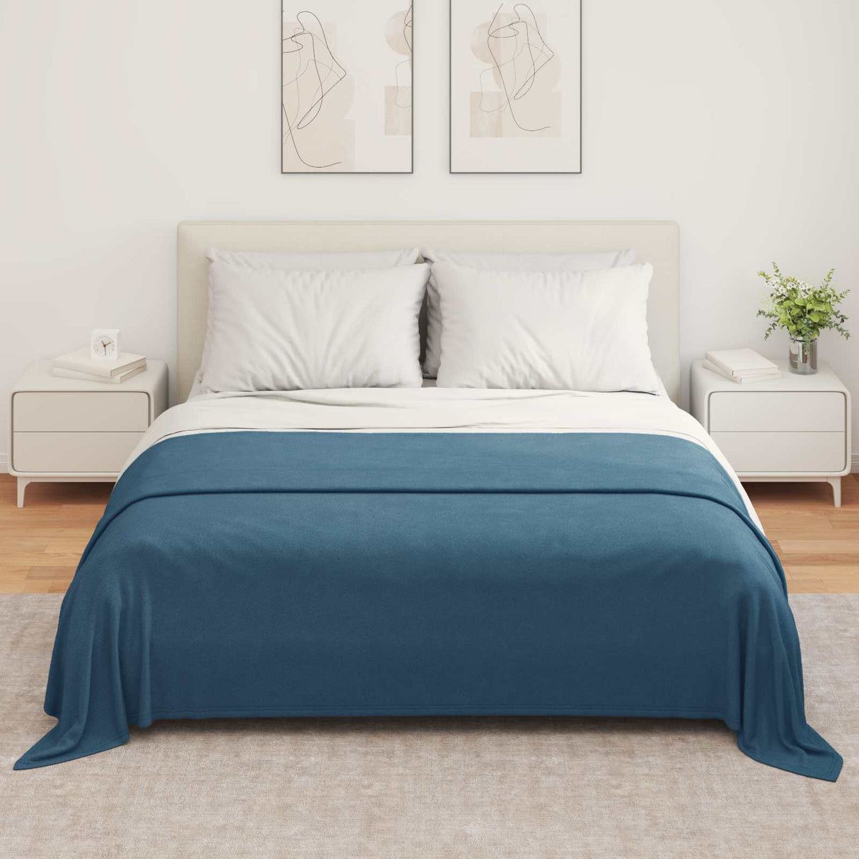 Vidaxl gooi deken marineblauw 280 x 210 cm fleece