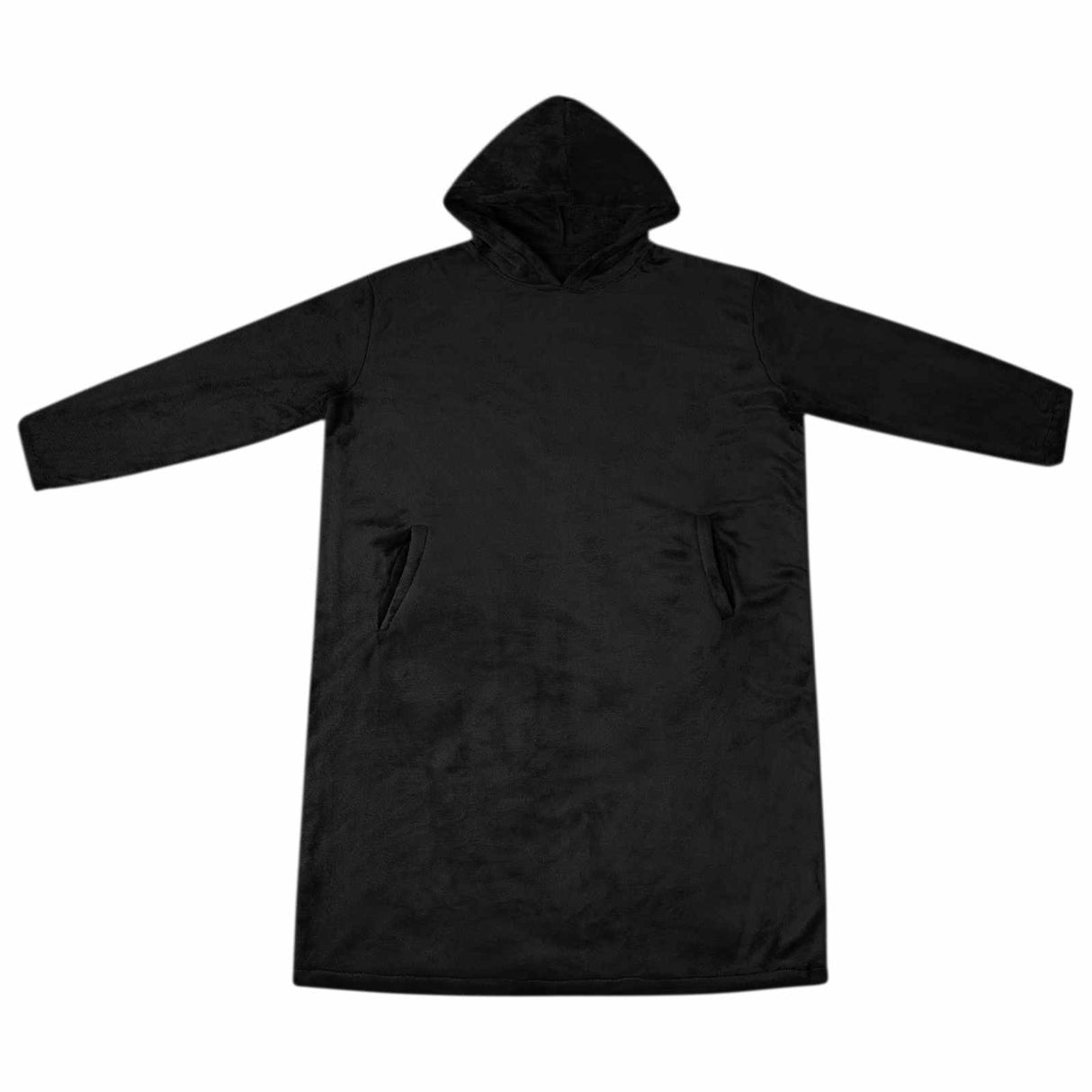 Vidaxl deken hoodie zwart m flanel
