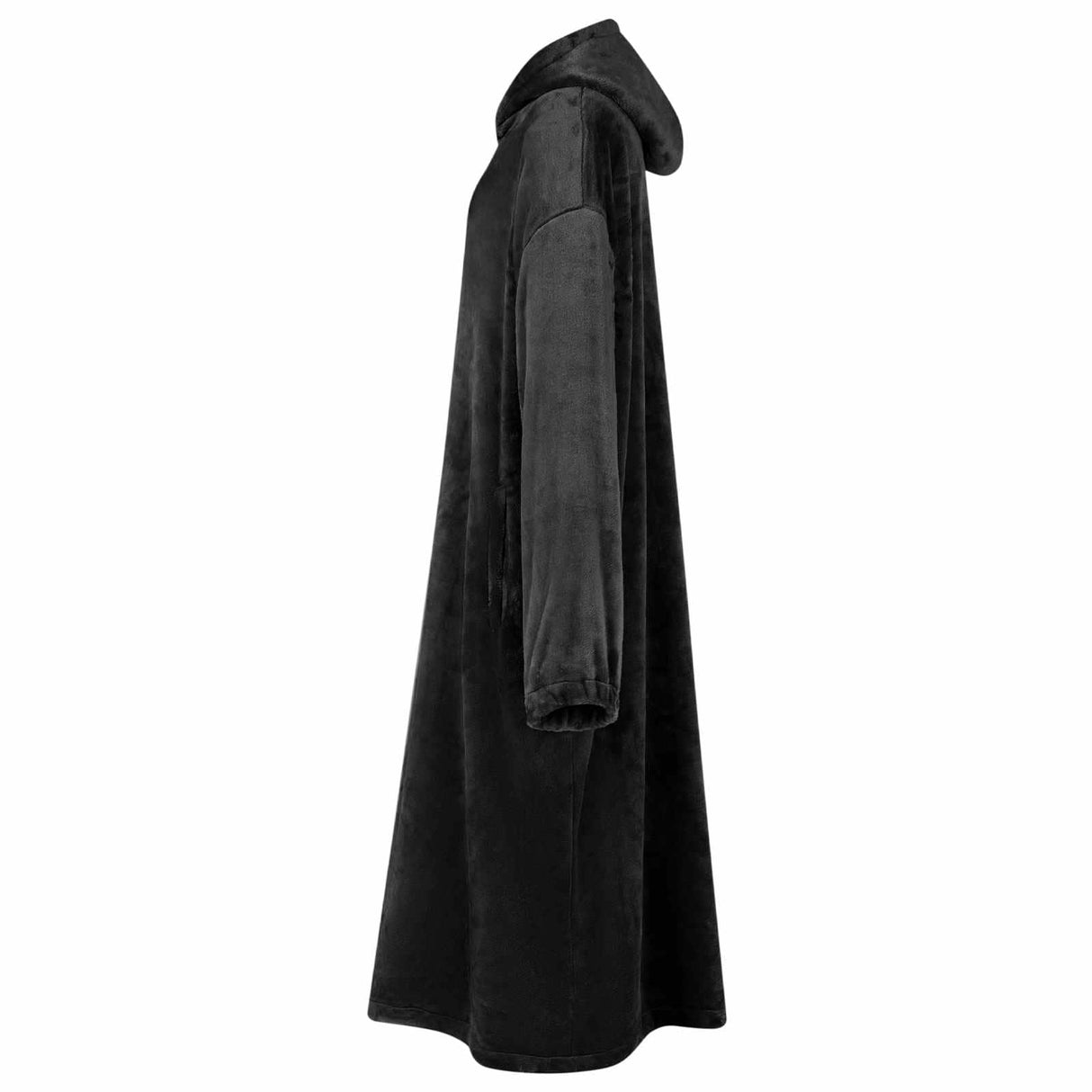 Vidaxl deken hoodie zwart m flanel