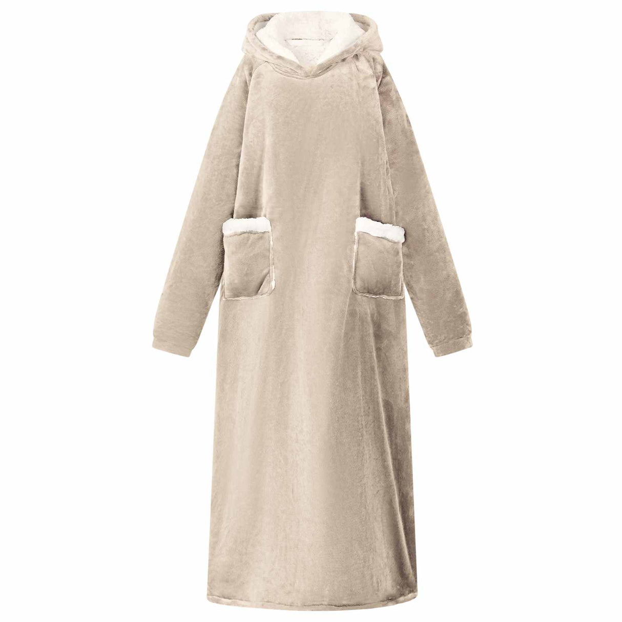 Vidaxl deken hoodie beige m fleece en flanel