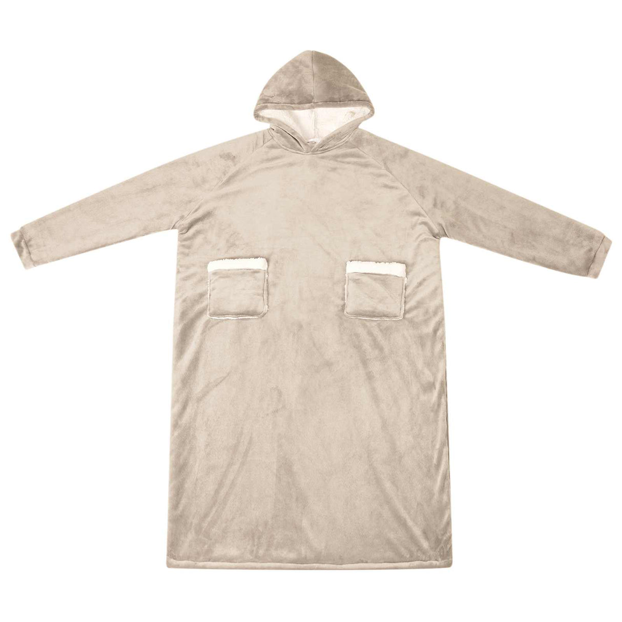 Vidaxl deken hoodie beige l fleece en flanel