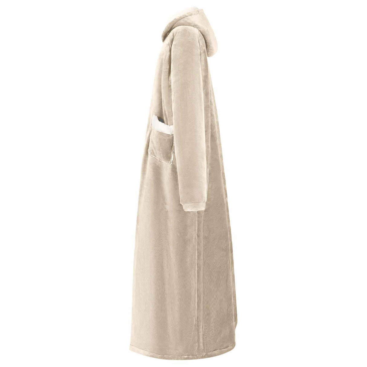 Vidaxl deken hoodie beige l fleece en flanel