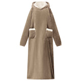 Vidaxl deken hoodie kameel m fleece en flanel