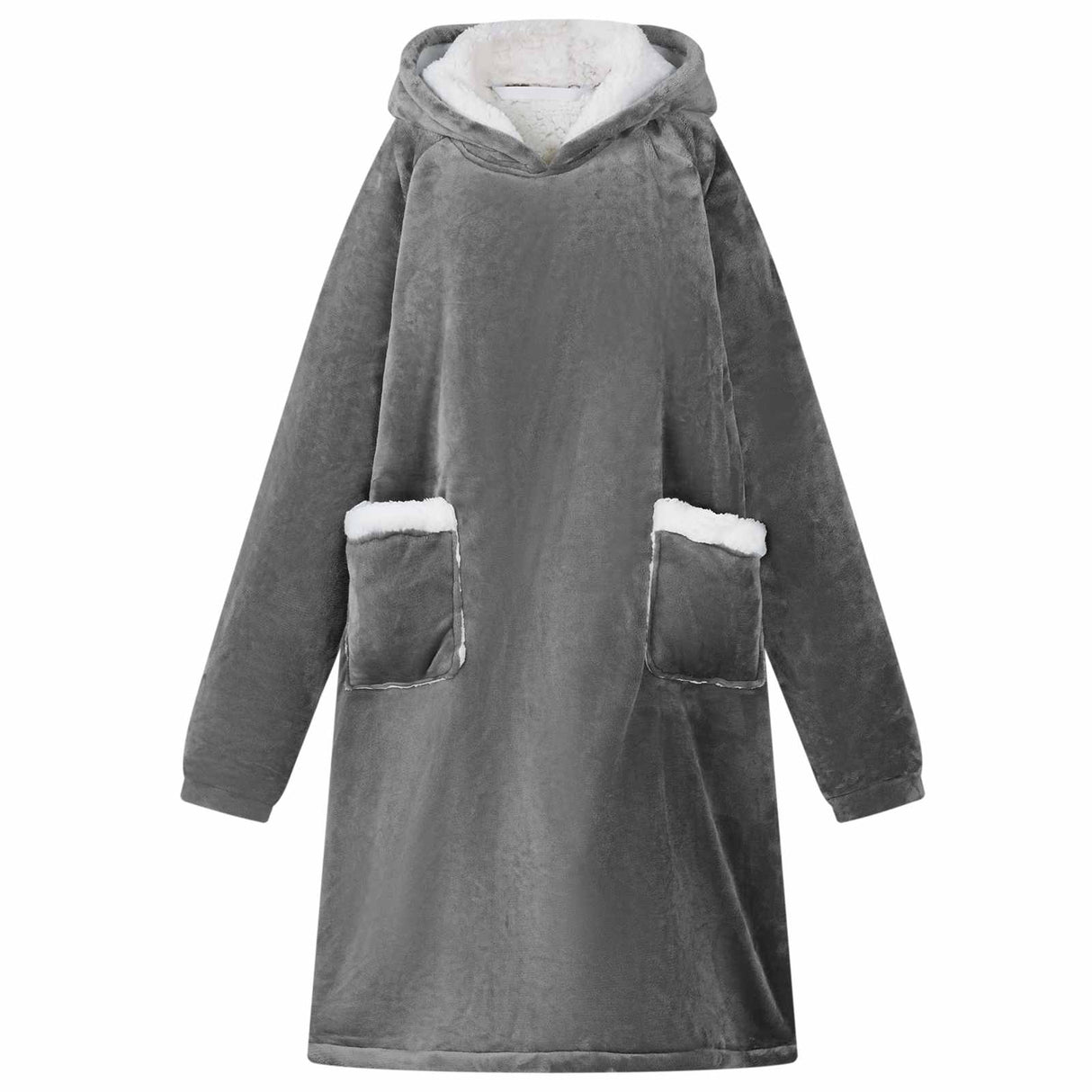 Vidaxl deken hoodie donkergrijs m fleece en flanel
