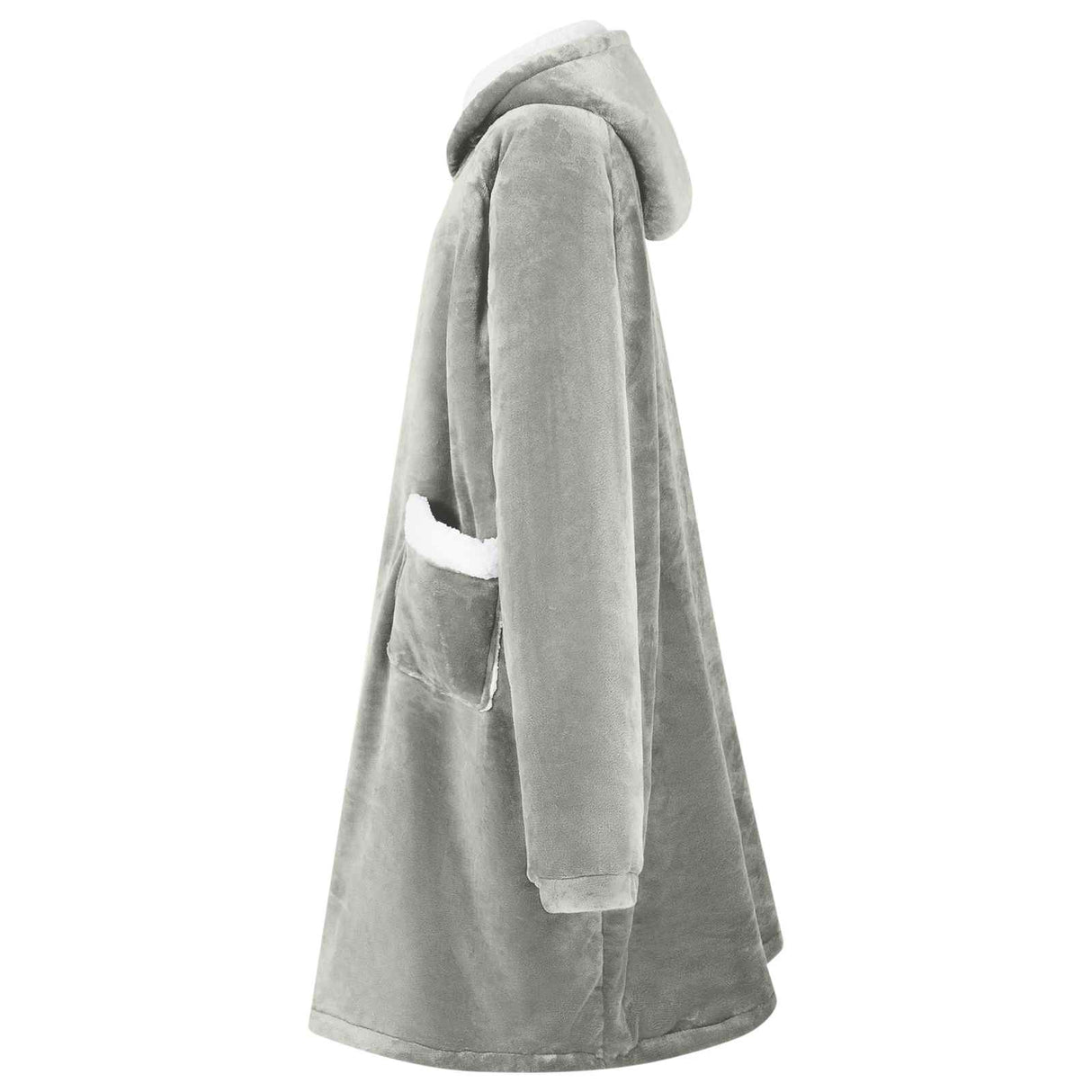 Vidaxl deken hoodie grijs m fleece en flanel