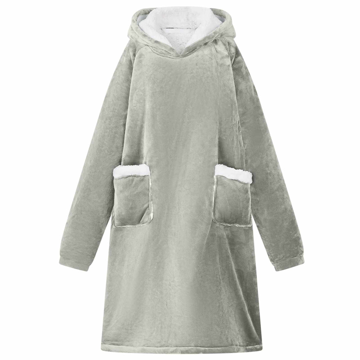Vidaxl deken hoodie grijs l fleece en flanel