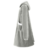 Vidaxl deken hoodie grijs l fleece en flanel