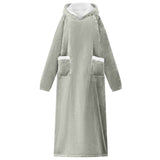 Vidaxl deken hoodie grijs l fleece en flanel