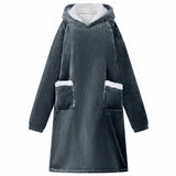 Vidaxl deken hoodie marineblauw l fleece en flanel