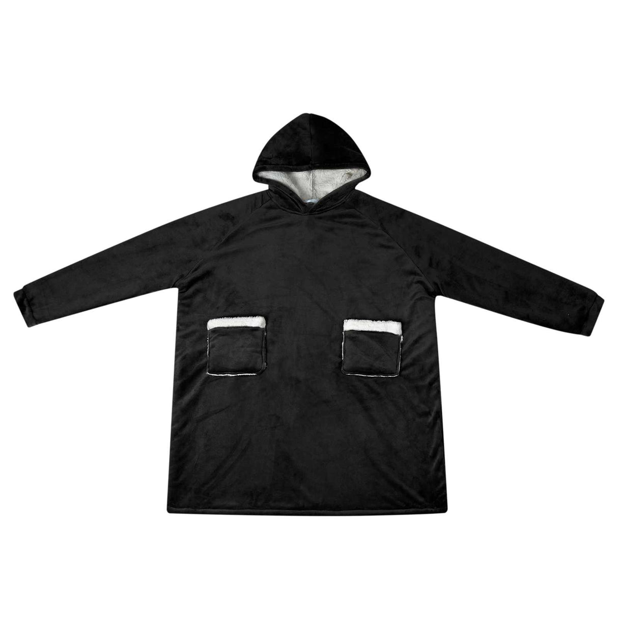 Vidaxl deken hoodie zwart l fleece en flanel
