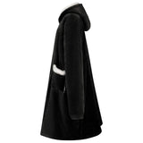 Vidaxl deken hoodie zwart l fleece en flanel