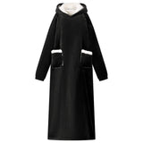 Vidaxl deken hoodie zwart m fleece en flanel