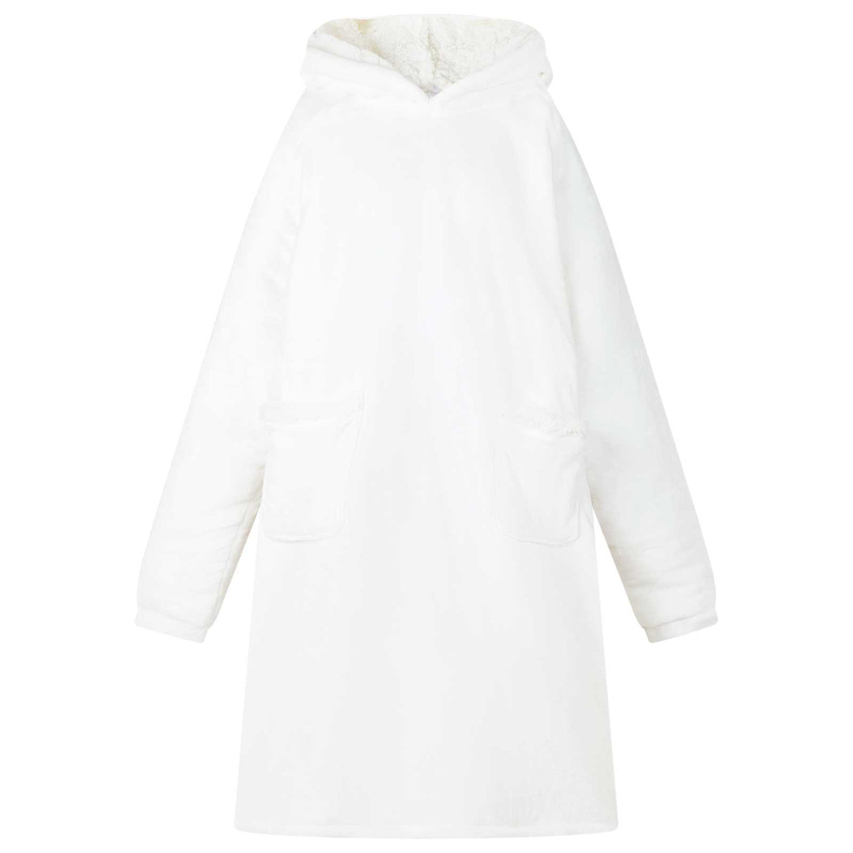 Vidaxl deken hoodie wit m fleece en flanel