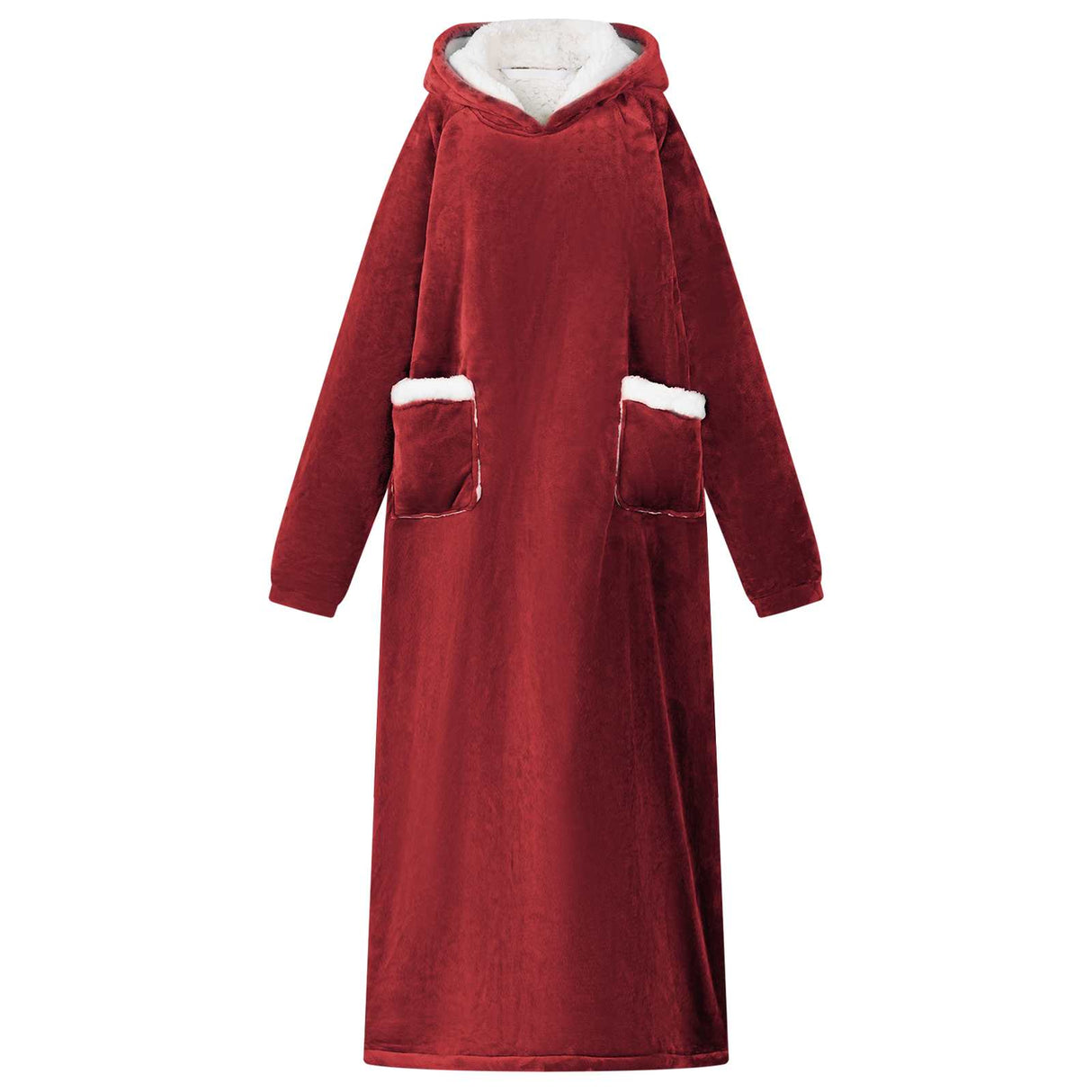 Vidaxl deken hoodie bordeaux rood l fleece en flanel