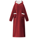 Vidaxl deken hoodie bordeaux rood l fleece en flanel