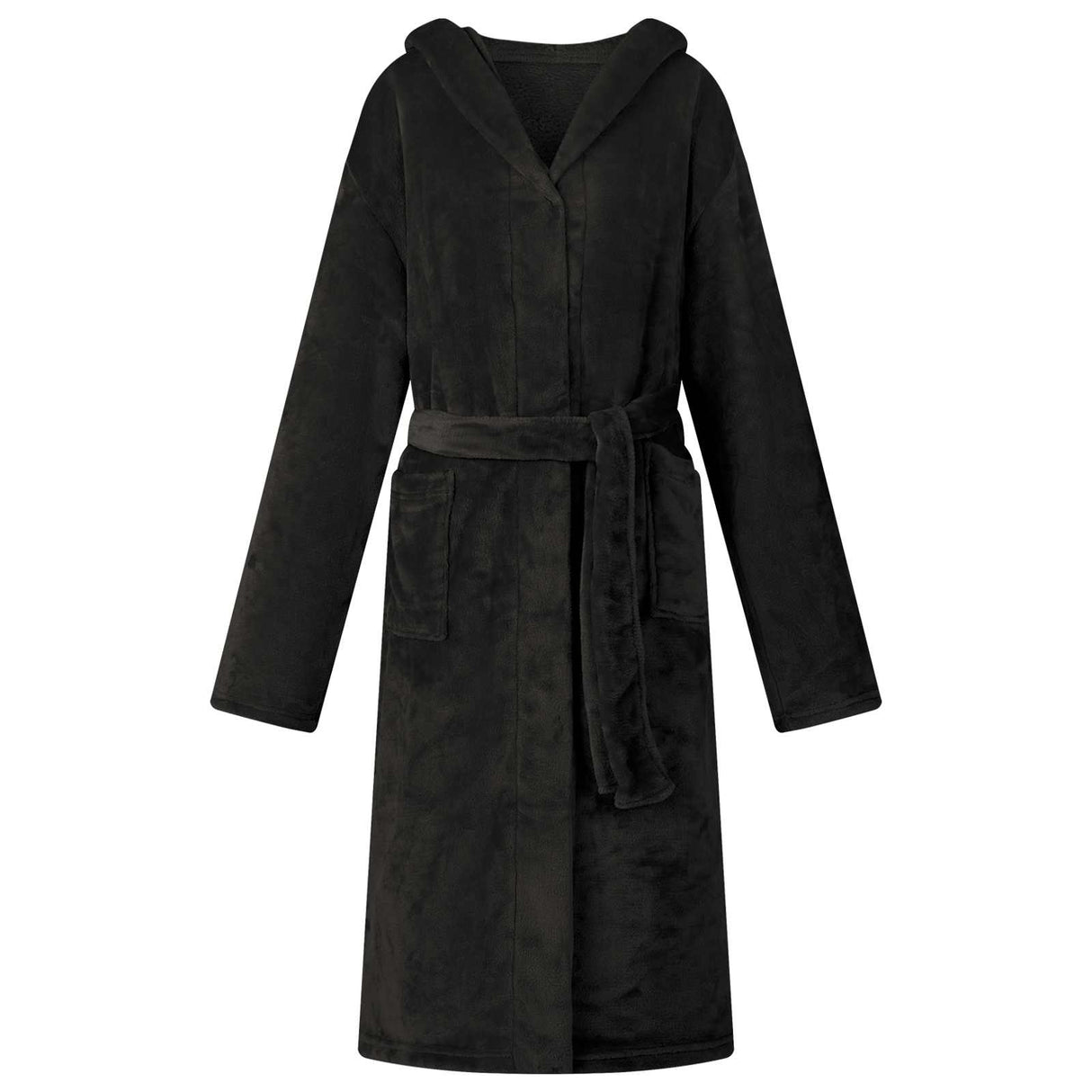 Vidaxl badjas hoodie zwart l flanel