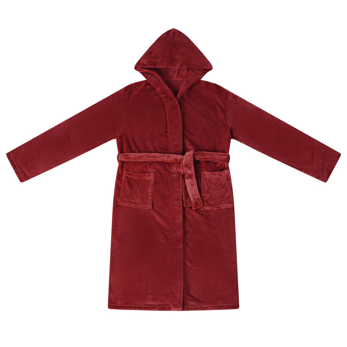 Vidaxl badjas hoodie bordeaux rood xl flanel