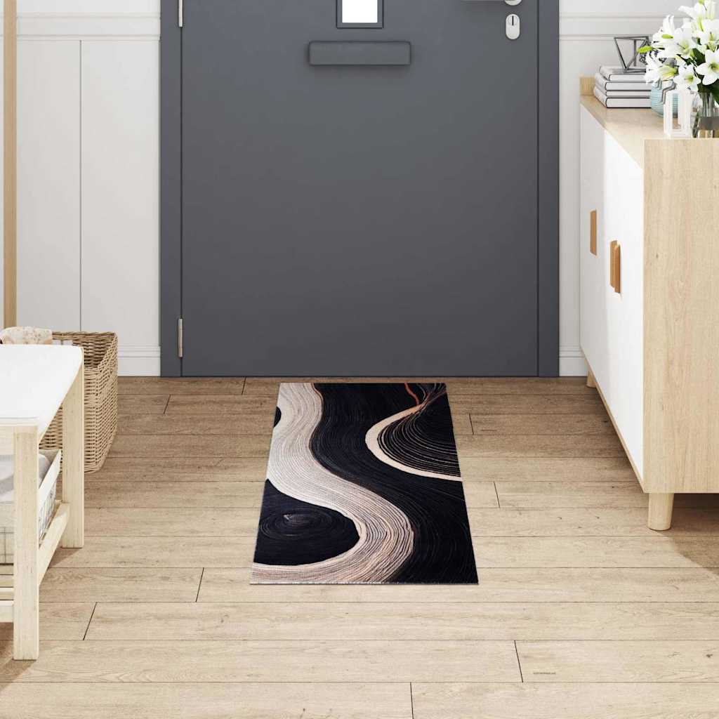 Vidaxl keuken vloerkleed zwart 150 x 45 cm fluweel