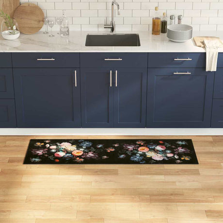 Vidaxl keuken vloerkleed zwart 150 x 45 cm fluweel