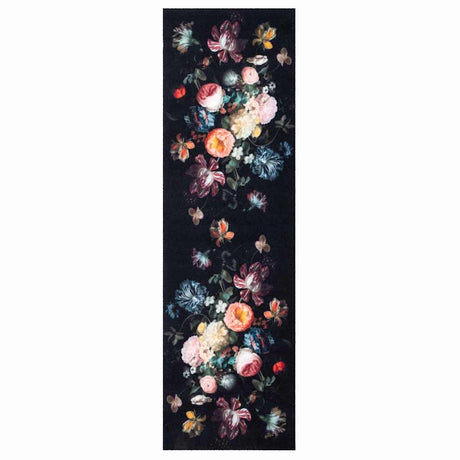 Vidaxl keuken vloerkleed zwart 150 x 45 cm fluweel