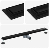 Vidaxl doucheafvoer 2-in-1 met 360° sifon zwart 90 cm