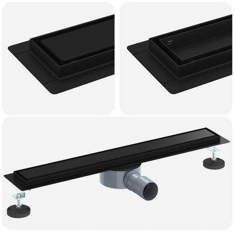 Vidaxl doucheafvoer 2-in-1 met 360° sifon zwart 60 cm