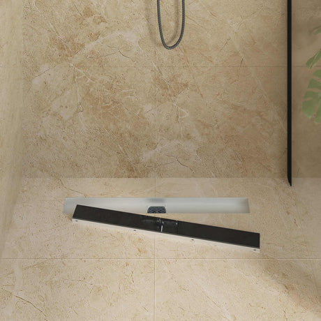 Vidaxl doucheafvoer glasdeksel met 360° sifon zwart 70 cm