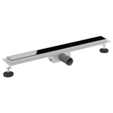 Vidaxl doucheafvoer met glazen deksel zwart 80 cm roestvrij staal 304