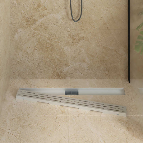 Vidaxl doucheafvoer met lijndesign zilver 100 cm roestvrij staal 304