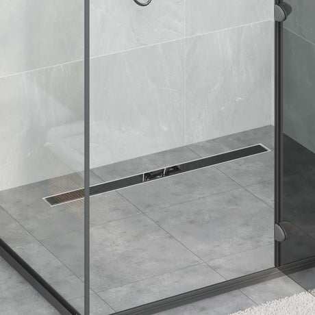 Vidaxl doucheafvoer glasdeksel met 360° sifon zwart 90 cm