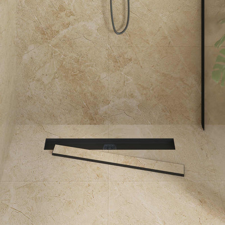 Vidaxl doucheafvoer 2-in-1 met 360° sifon zwart 70 cm