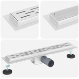 Vidaxl doucheafvoer met lijndesign zilver 50 cm roestvrij staal 304