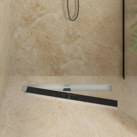 Vidaxl doucheafvoer glasdeksel met 360° sifon zwart 80 cm