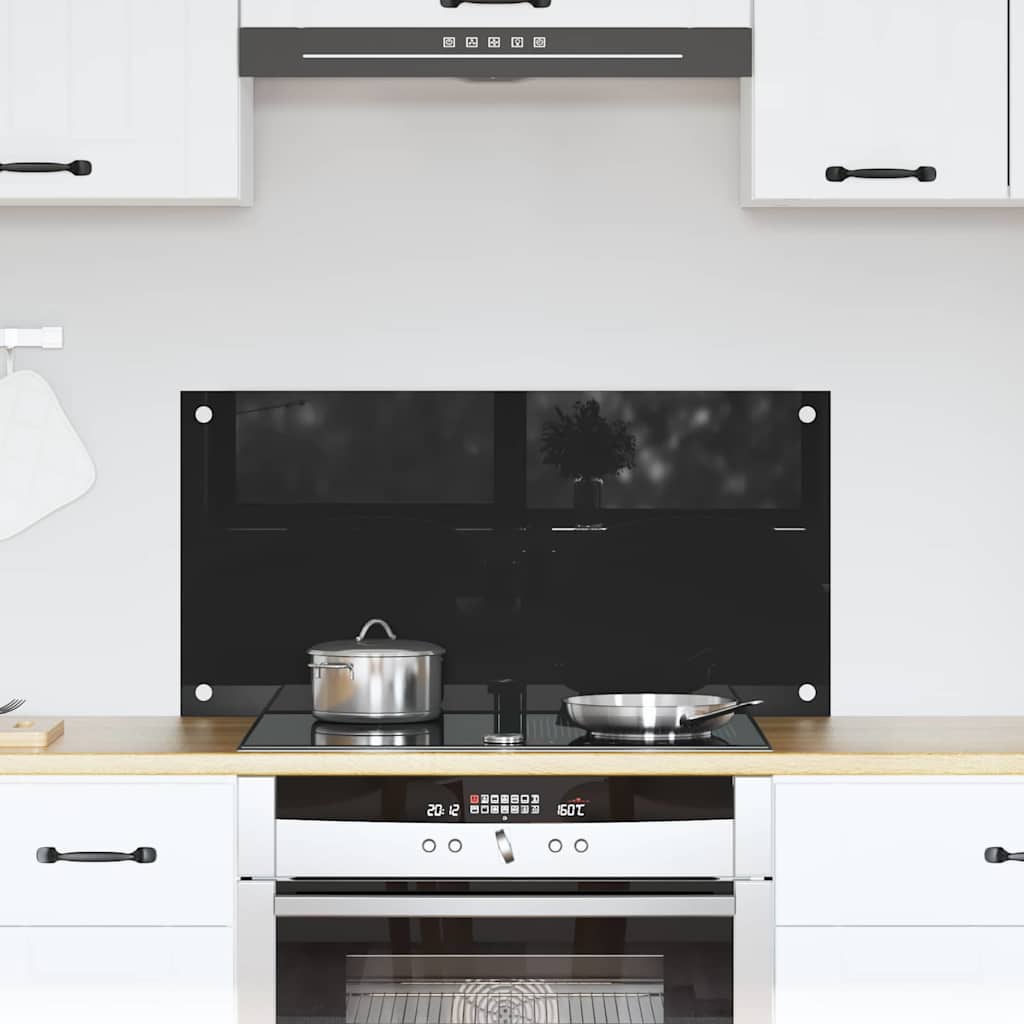 Vidaxl keuken achterwand zwart 80 x 40 cm gehard glas