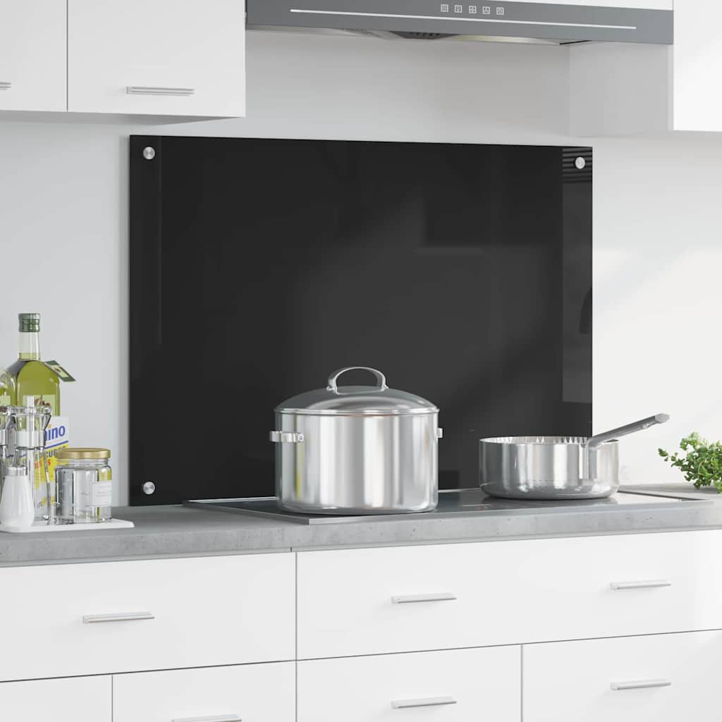 Vidaxl keuken achterwand zwart 90 x 60 cm gehard glas