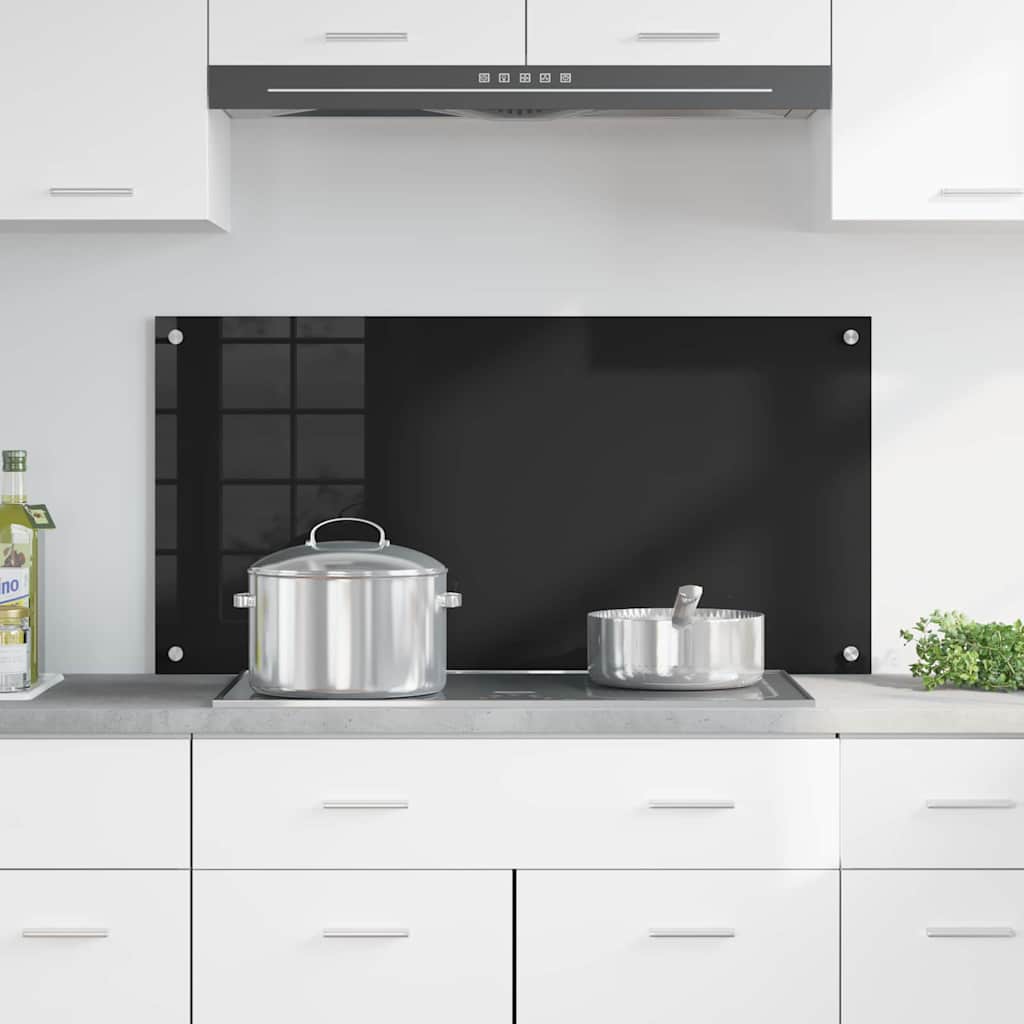 Vidaxl keuken achterwand zwart 100 x 50 cm gehard glas