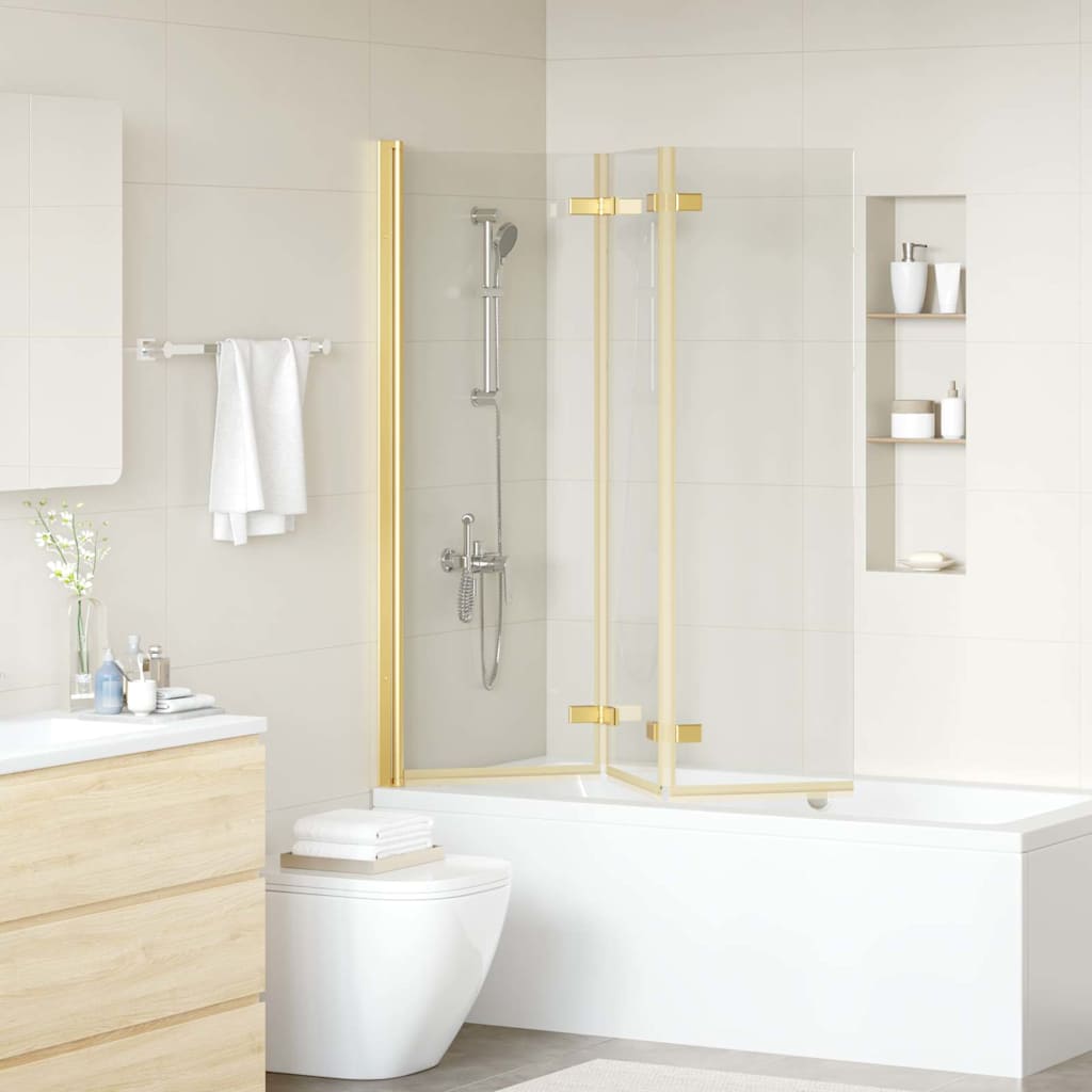 Vidaxl douche omhulsel goud 130 x 138 cm esg-glas en aluminium