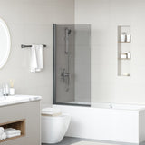 Vidaxl bad douchescreen zwart 68 x 130 cm gehard glas