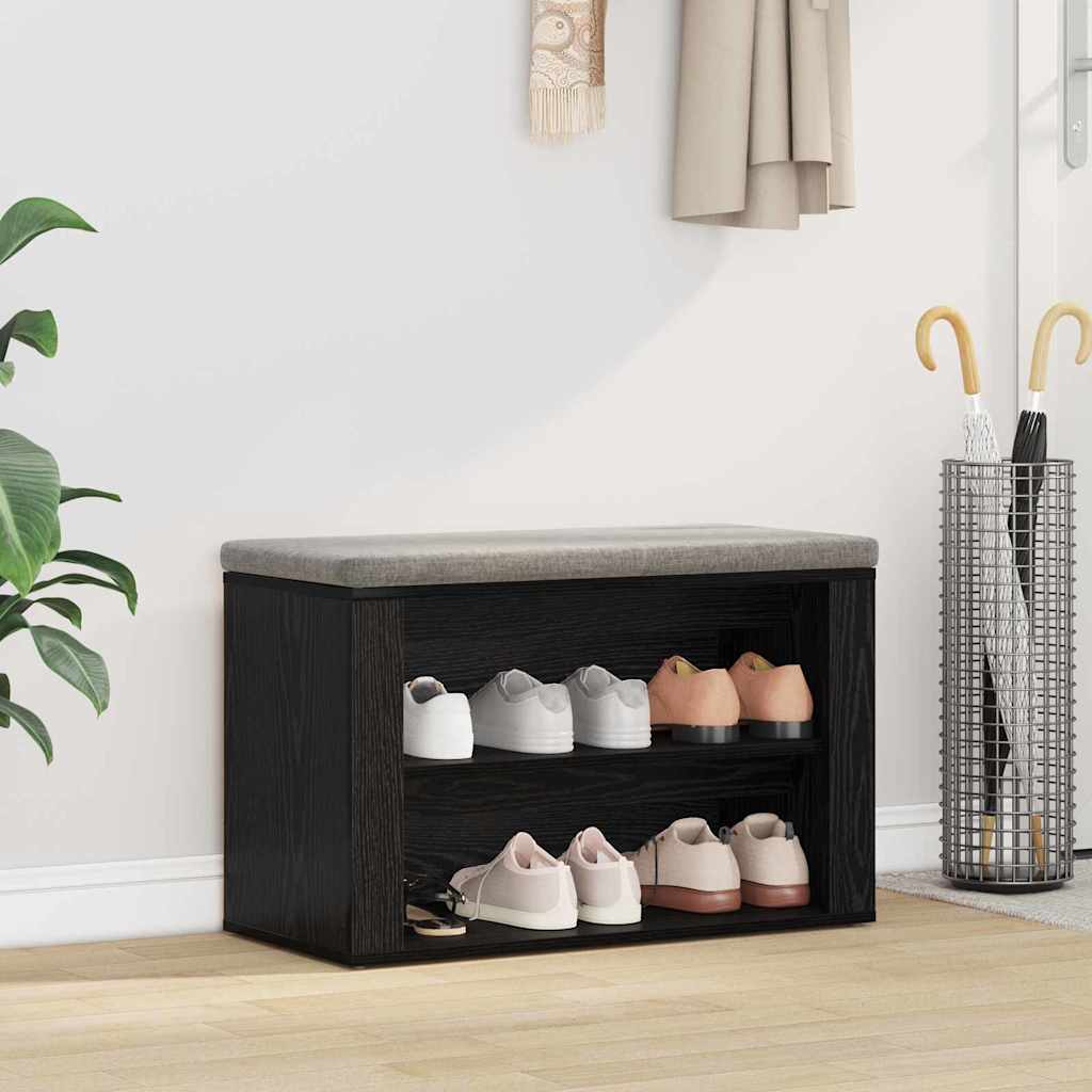 Vidaxl schoenenrek met plank zwart eiken 75 x 35 x 45 cm bewerkt hout