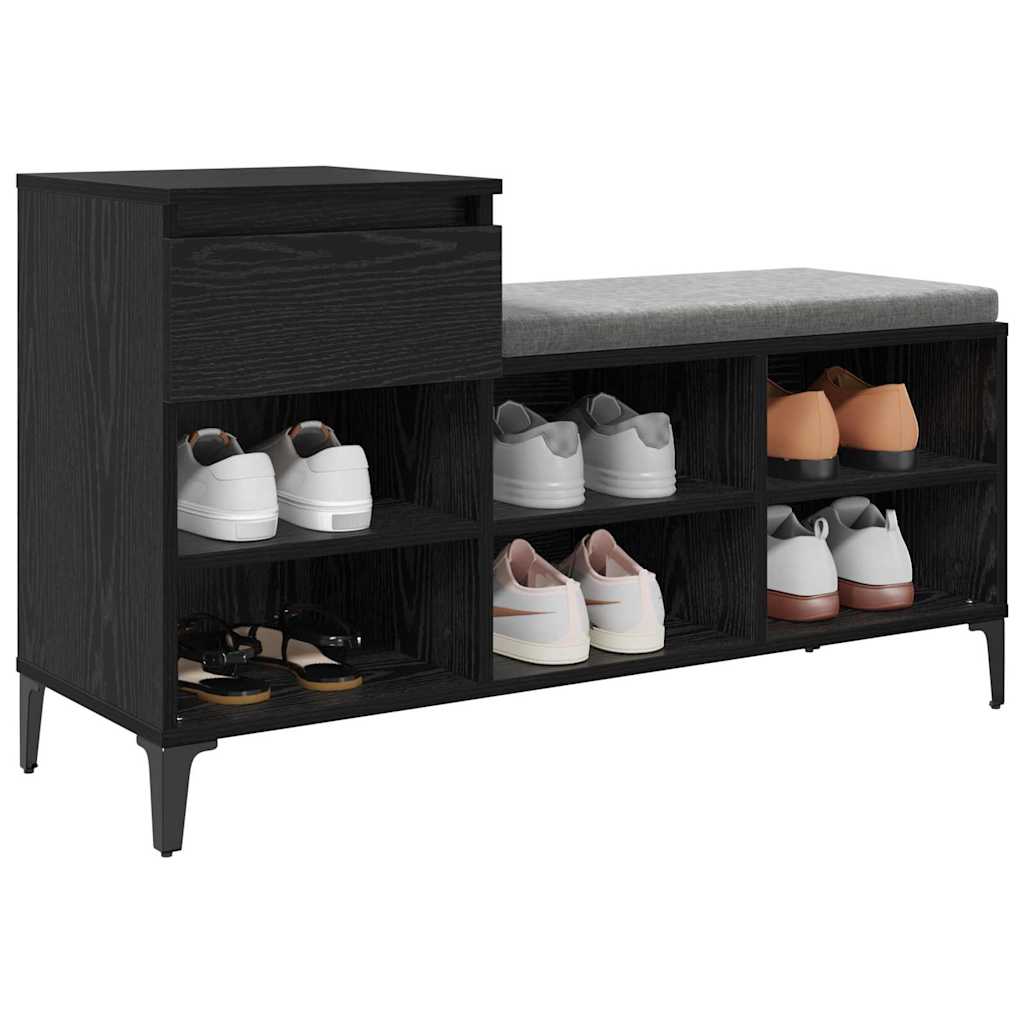 Vidaxl schoenenkast met lade zwart eiken 102 x 36 x 60 cm bewerkt hout
