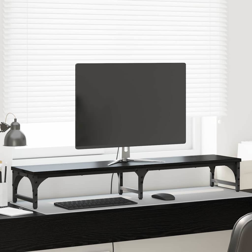 Vidaxl monitor stand zwart eiken 105 x 23 x 15,5 cm bewerkt hout