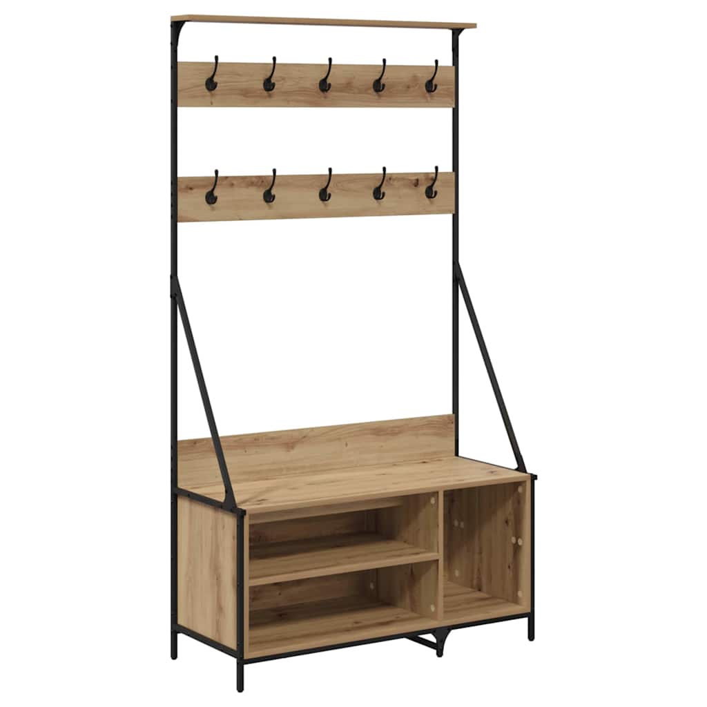 Vidaxl kledingrek artisan eiken 100 x 41 x 184 cm bewerkt hout